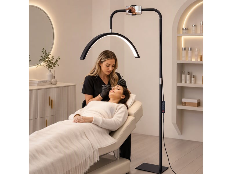  Lampadaire led en forme de croissant, rotatif à 350°, à intensité variable, 36 w, 7 températures de couleur, noir  - Conforama D