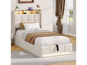 Lit simple 90x200 cm <strong>SHOPENTRA</strong>  <strong></strong> coloris beige