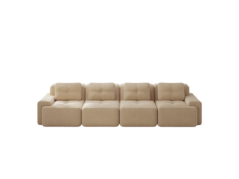  Canapé modulable 4 places en velours côtelé beige 382x104x69 cm W3325S00140 - Conforama A