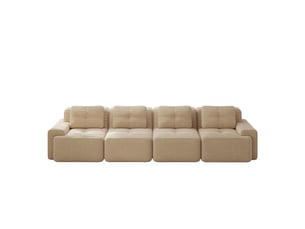 Canapé modulable 4 places en velours côtelé beige 382x104x69 cm