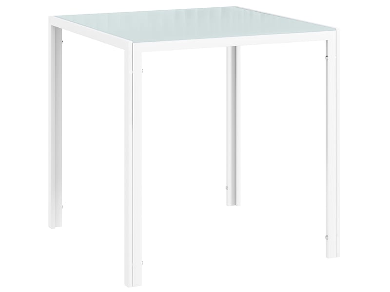  Table de salle à manger pour 4 personnes avec plateau en verre et cadre métal, pour cuisine, blanc, 75 × 75 × 75 cm  - Conforama A