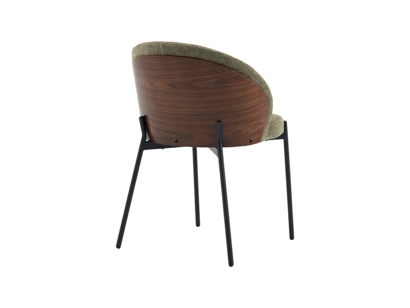  Lot de 2 chaises bois de peuplier teinté noyer. Acier noir et tissu texturé kaki - paul  - Conforama C