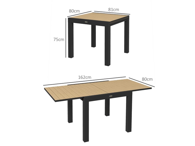  Table de jardin d'extérieur, résistante aux intempéries, 162 x 80 x 75 cm, jaune  - Conforama E