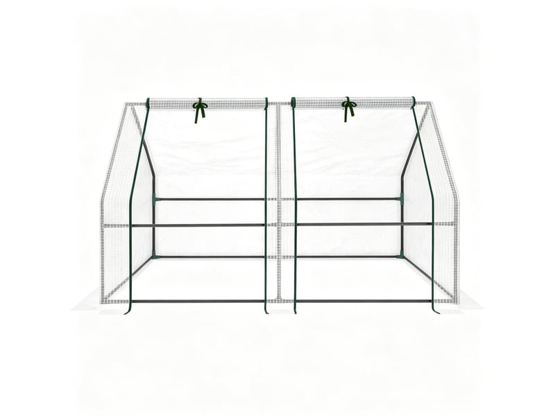  Mini-serre 180x90x90 cm 2 fenêtres enroulables métal blanc  - Conforama A
