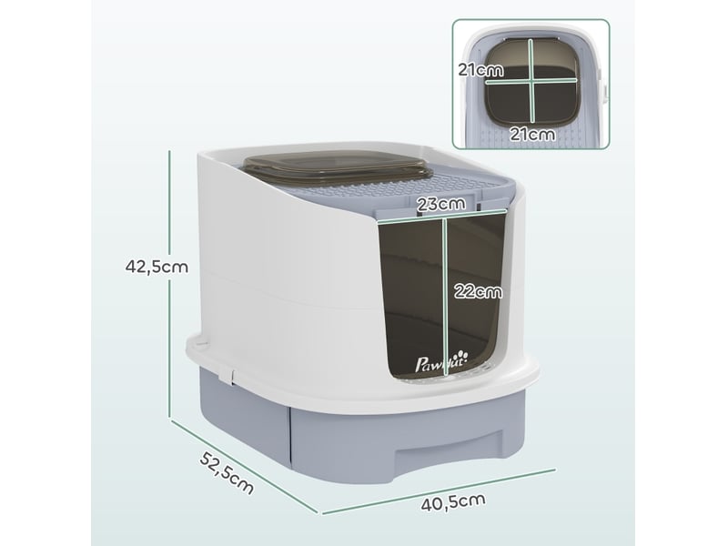  Bac à litière fermé gris 40,5x52,5x42,5 cm avec sortie supérieure  - Conforama C