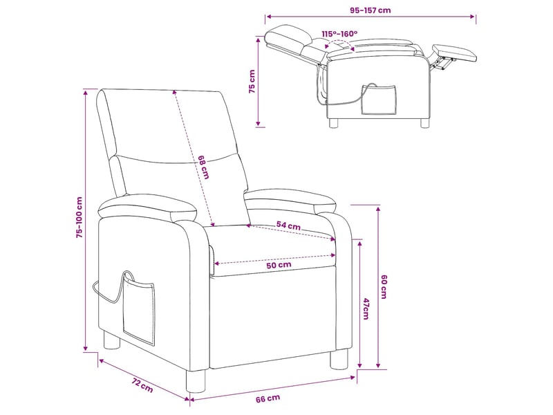  Vidaxl fauteuil de massage inclinable bleu tissu  - Conforama C