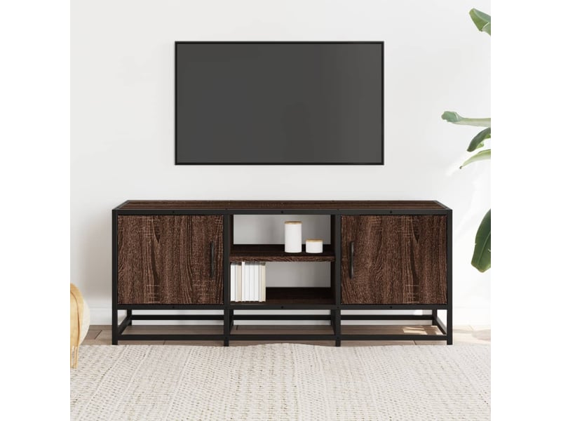  Meuble tv - banc tv - meuble de rangement chêne marron 100x35x41 cm bois d'ingénierie et métal  - Conforama C
