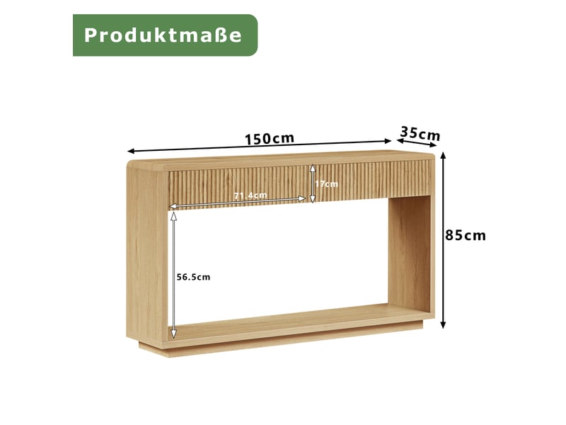  Console d'entrée moderne 150x35x85 cm à 2 tiroirs, coloris chêne clair  - Conforama C