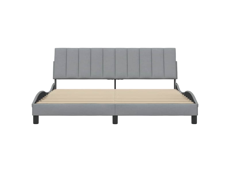  Lit double- lit adulte -  cadre de lit sans matelas hanko gris clair 180x200 cm tissu  - Conforama C