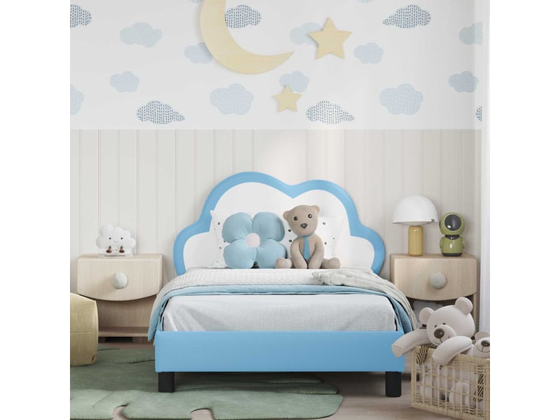 Cadre de lit pour enfants - lit jeune avec tête de lit bleu 80 x 200 cm pu - Conforama C