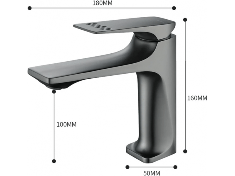  Robinet de lavabo de salle de bain en laiton à poignée unique, mitigeur d'eau chaude et froide (noir mat) FC-LJY-04651JY - Conforama E