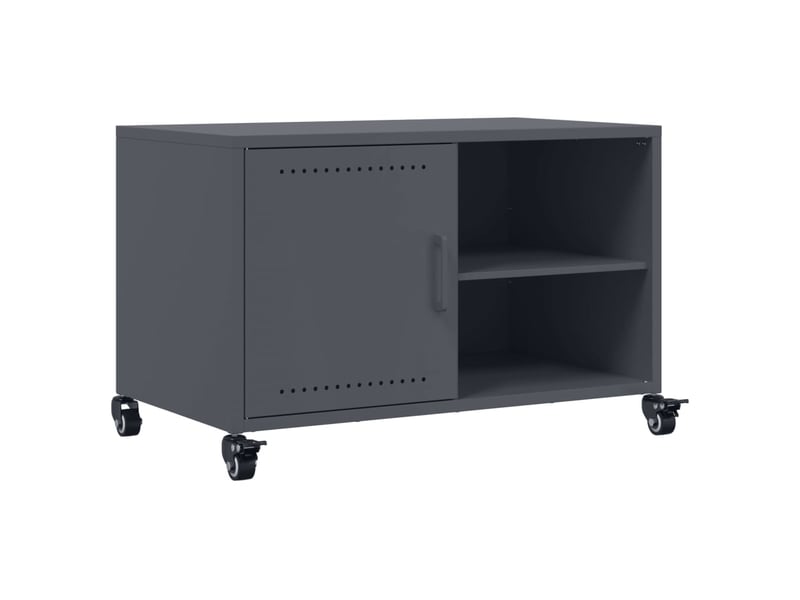  Meuble tv - banc tv - meuble de rangement anthracite 68x39x43,5 cm acier  - Conforama A
