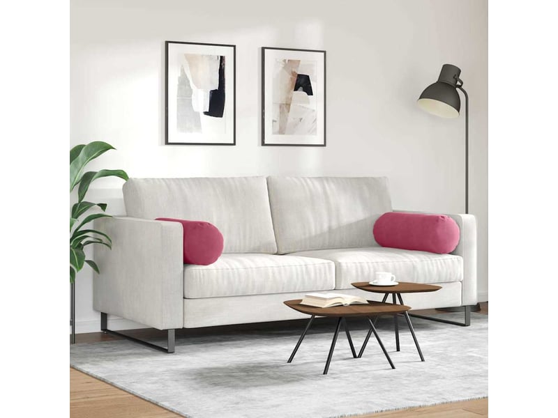  Lot de 2 coussins d'accent, coussins décoratifs, coussins lombaires bordeaux ø 25 x 70 cm cf56722  - Conforama D
