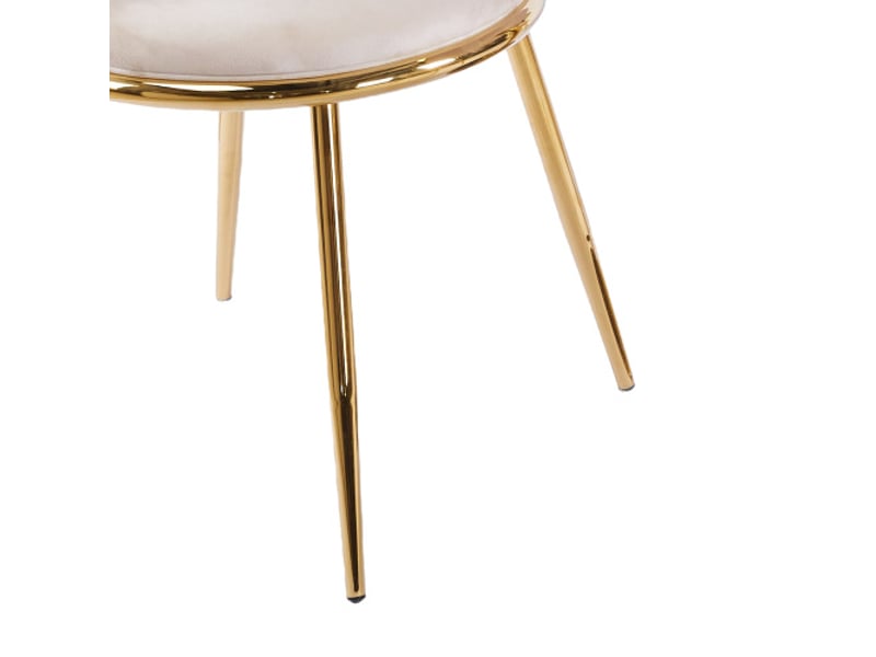  Chaises crème de salle à manger en velours - lot de 2, pieds en métal plaqué or, design moderne  - Conforama E