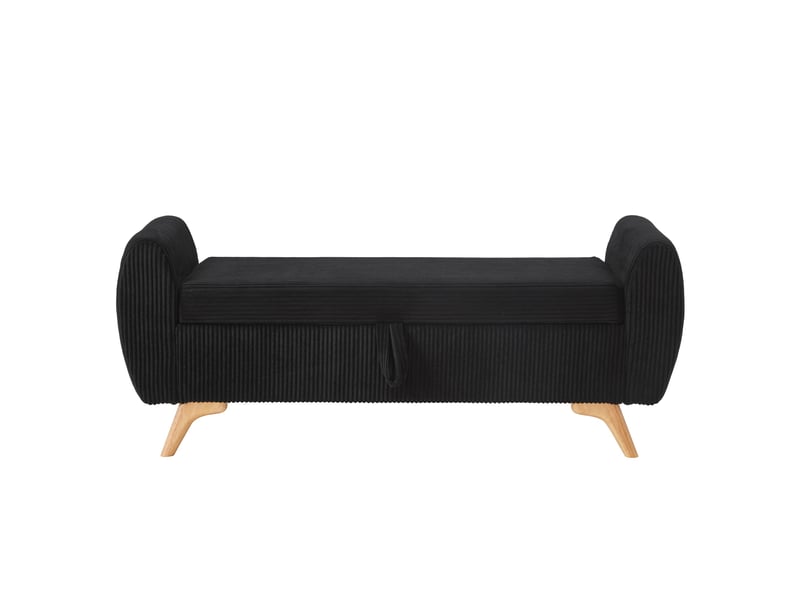  Banquette pliable en velours côtelé avec rangement, pieds en bois, 145 cm, pour chambre salon entrée  - Conforama A