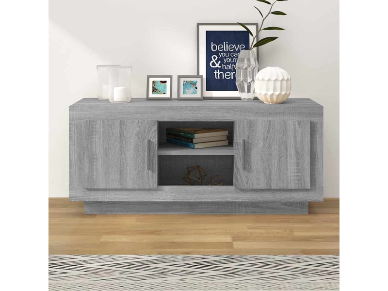  Meuble tv - banc tv - meuble de rangement sonoma gris 102x35x45 cm bois d'ingénierie  - Conforama B