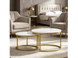 Table basse rond(e) coloris bicolore <strong>BEAUNIV</strong> <strong></strong> - 74 cmx59 cm