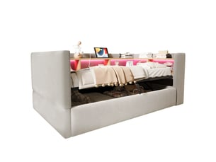 Lit coffre 90x190 cm <strong>MODENVIE</strong>  <strong></strong> coloris gris