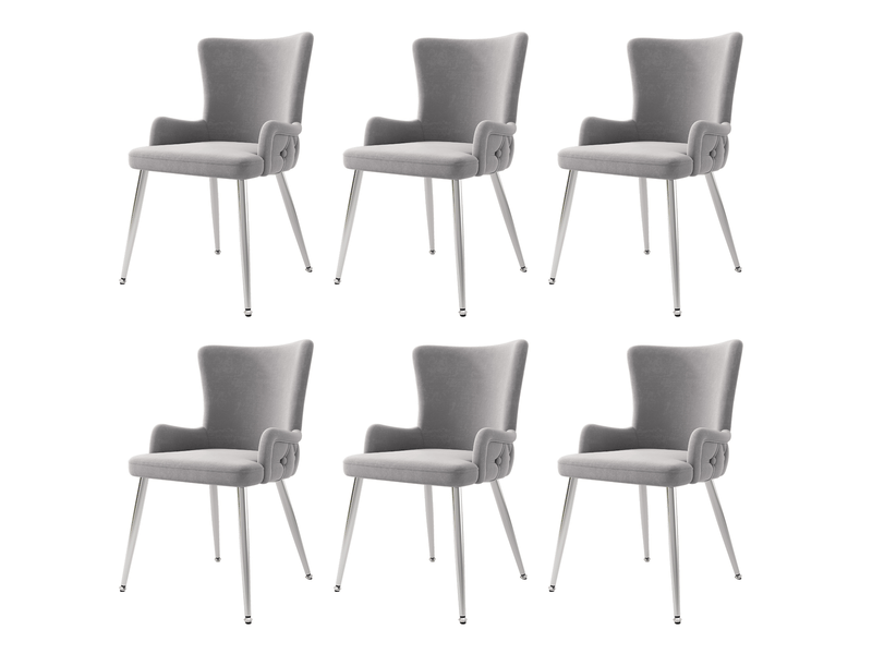  Lot de 6 chaises de salle à manger 55x45x85 cm à pieds en métal gris et argenté  - Conforama A