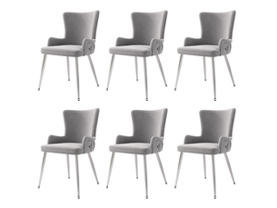 Lot de 6 chaises de salle à manger 55x45x85 cm à pieds en métal gris et argenté