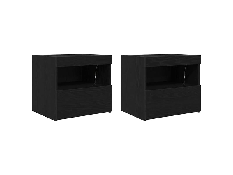  Table de chevet - cabinet de chevet - table de nuit 2 pièces chêne noir 50 x 40 x 45 cm  - Conforama A