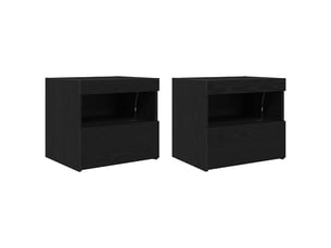 Table de chevet - cabinet de chevet - table de nuit 2 pièces chêne noir 50 x 40 x 45 cm