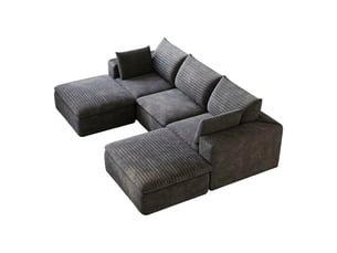 Canapé 5 places gris foncé en velours côtelé 260 cm sans montage