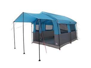 Tente de camping, tente familiale 4 personnes bleu et gris