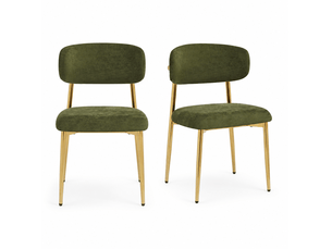 Lot de 2 chaises de salle à manger 51x50x81 cm rembourrées vert et doré