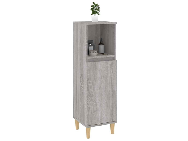  Meuble salle de bain rangement, commode sonoma gris 30x30x100 cm shl1282  - Conforama E
