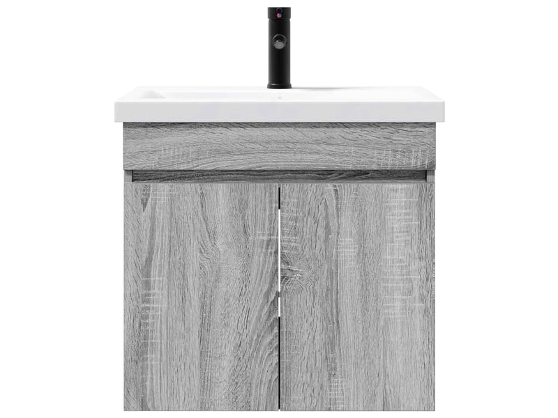  Meuble de rangement salle de bain avec robinet sonoma gris shl9704  - Conforama E