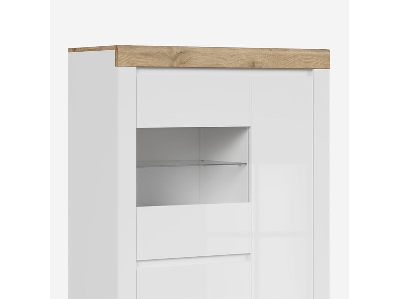  Vitrine haute 2 portes avec étagère en verre holten  - Conforama D