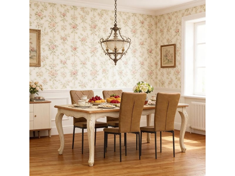  Chaises de salle à manger lot de 4 à dossier haut  - assise rembourrée métal similicuir marron  - Conforama C