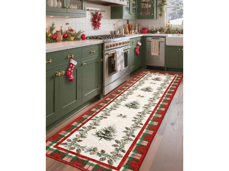  Tapis de noël à carreaux rouges, à poils courts (0,5 cm d'épaisseur),pour les chambres d'enfants,les chambres à coucher et les salons,60 x 180 cm SZPB770249JJZJ - Conforama A