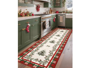 Tapis de noël à carreaux rouges, à poils courts (0,5 cm d'épaisseur),pour les chambres d'enfants,les chambres à coucher et les salons,60 x 180 cm