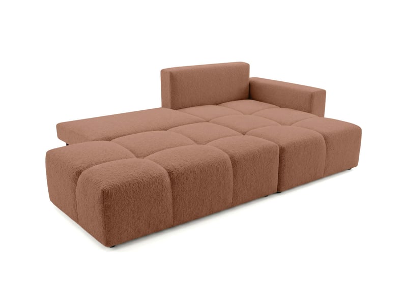  Celine - canapé d'angle fixe convertible 4 places en bouclette  - Conforama C