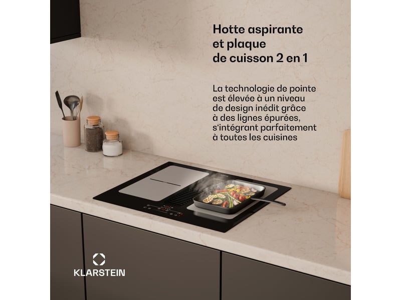 Klarstein full house plaque à induction avec hotte aspirante 4 zones 7335 w 530 m³h 60 cm noir - Conforama B