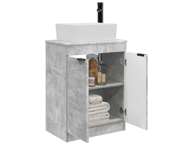  Meuble salle de bain avec évier, meuble de rangement gris béton 54x35x83 cm shl9892  - Conforama C