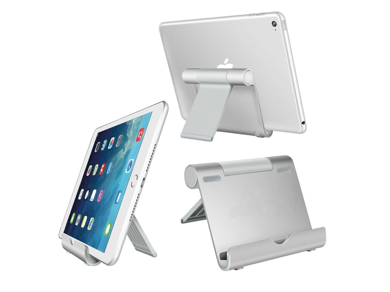 Support ajustable et portable pour tablette liseuse et smartphone argent - Conforama D