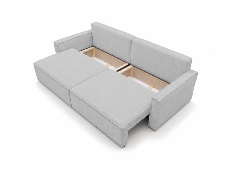  Farah - canapé droit 3 places convertible accoudoirs slim en tissu bouclettes généreuses  - Conforama D
