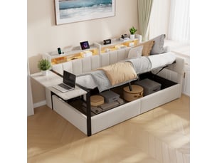 Lit banquette 90x200 cm <strong>SAPGAKS</strong> <strong></strong> coloris blanc