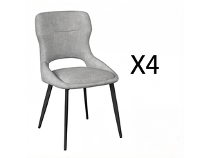 Chaises de salle à manger 4 pièces avec accoudoirs, chenille et métal gris