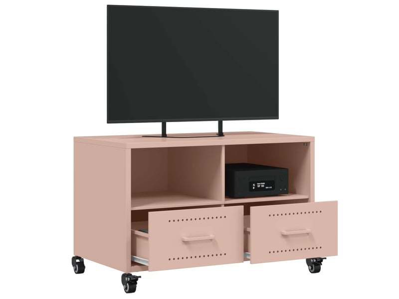  Meuble tv - banc tv - meuble de rangement rose 68x39x43,5 cm acier  - Conforama E