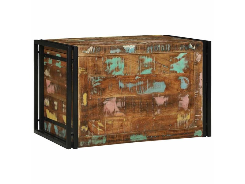Boîte de rangement, coffre de rangement marron et noir 80x50x50 cm bois recyclé - Conforama D