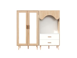 Armoire 2 porte(s) battante 2 tiroir(s) <strong>LEYTN</strong> <strong></strong> coloris bicolore largeur 160 cm