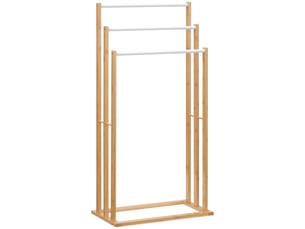 Porte-serviettes en bambou sur pieds avec 3 barres support 48 x 25,8 x 94 cm - pour serviette étagère de salle de bain