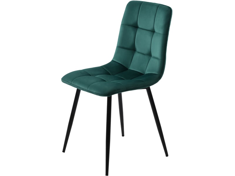  Chaise de salle à manger 4 pièces avec dossier ergonomique et pieds en métal, en velours vert  - Conforama D