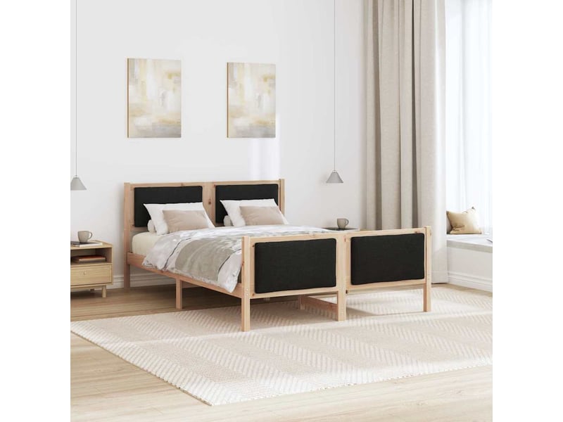  Lit double- lit adulte -  cadre de lit avec tête de lit noir 135 x 190 cm tissu  - Conforama C
