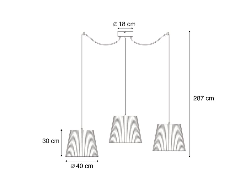 Suspension d'extérieur noire avec abat-jour en corde orange 3 lumières ip44 - cava jayla  - Conforama C