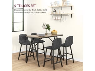 Chaise salle a manger ensemble 5 pièces bistrot, table + 4 chaises design, capitonnage boutonné, assise épaisse aspect li